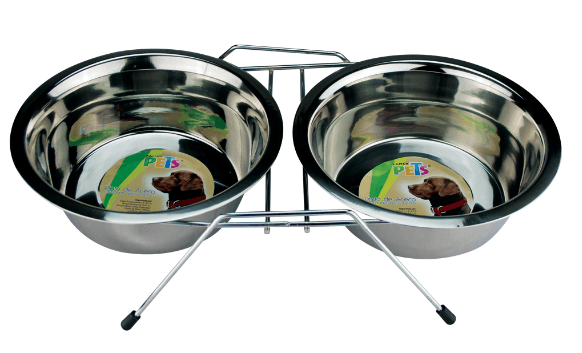 Comedero Doble con 2 Platos 16oz.
