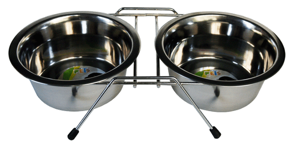 Comedero Doble con 2 Platos 32oz