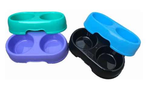 Plato para Perro de Plastico Doble Mediano Azul # 5
