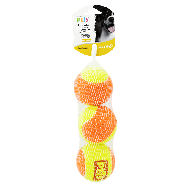 Juguete Pelota Med. de Tenis Bicolor 3pza