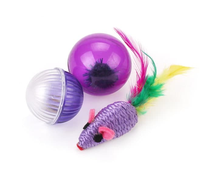 Juguete para Gato Pawwfy Bolsa 3 Pcs (raton y 2 Pelotas)