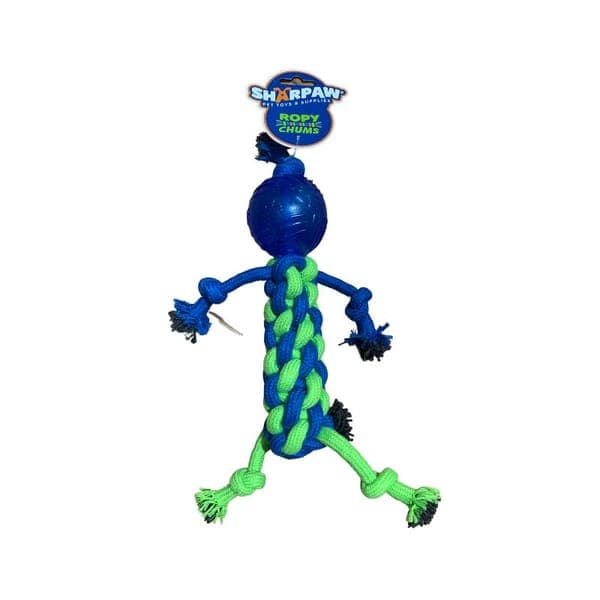 Juguete Rompy Chums Muñeco Hilo Trenzado Azul 8"