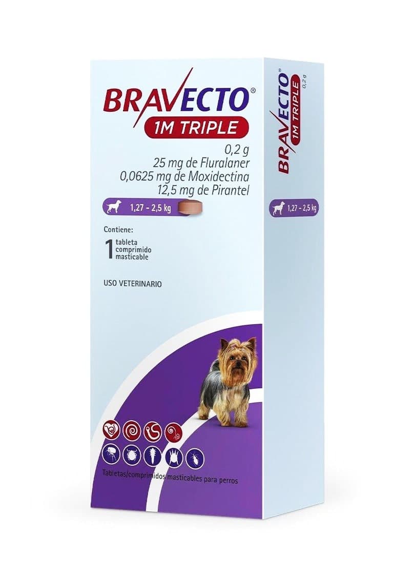 Bravecto Triple Xs-25mg 1 Mes (1 Tableta) Interno y Externo