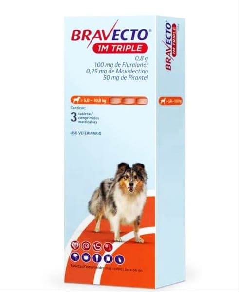 Bravecto Triple M-100mg 1 Mes Interno y Externo
