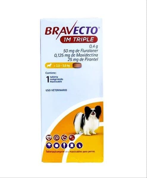 Bravecto Triple S-50mg 1 Mes Interno y Externo