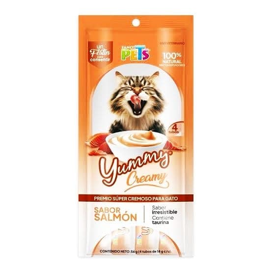 Yummy Creamy P/gato Salmon Caja con 12 Pazquetes (4 Tubos)