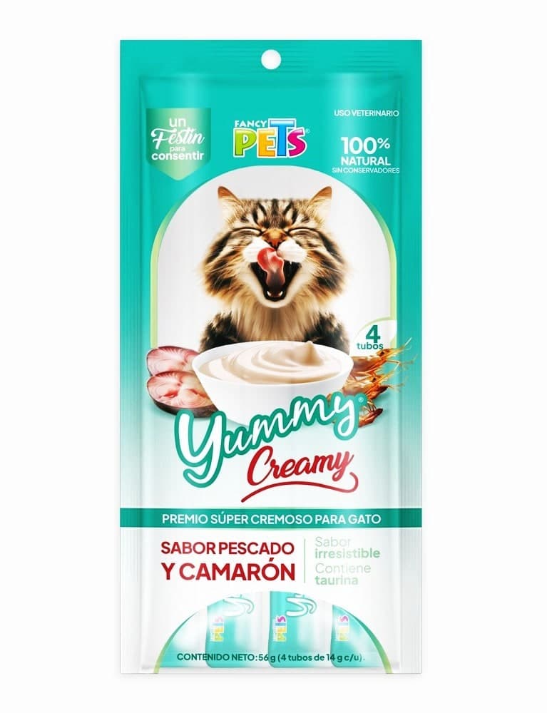 Yummy Creamy P/gato Pescado y Camaron Paquete (4 Tubos)
