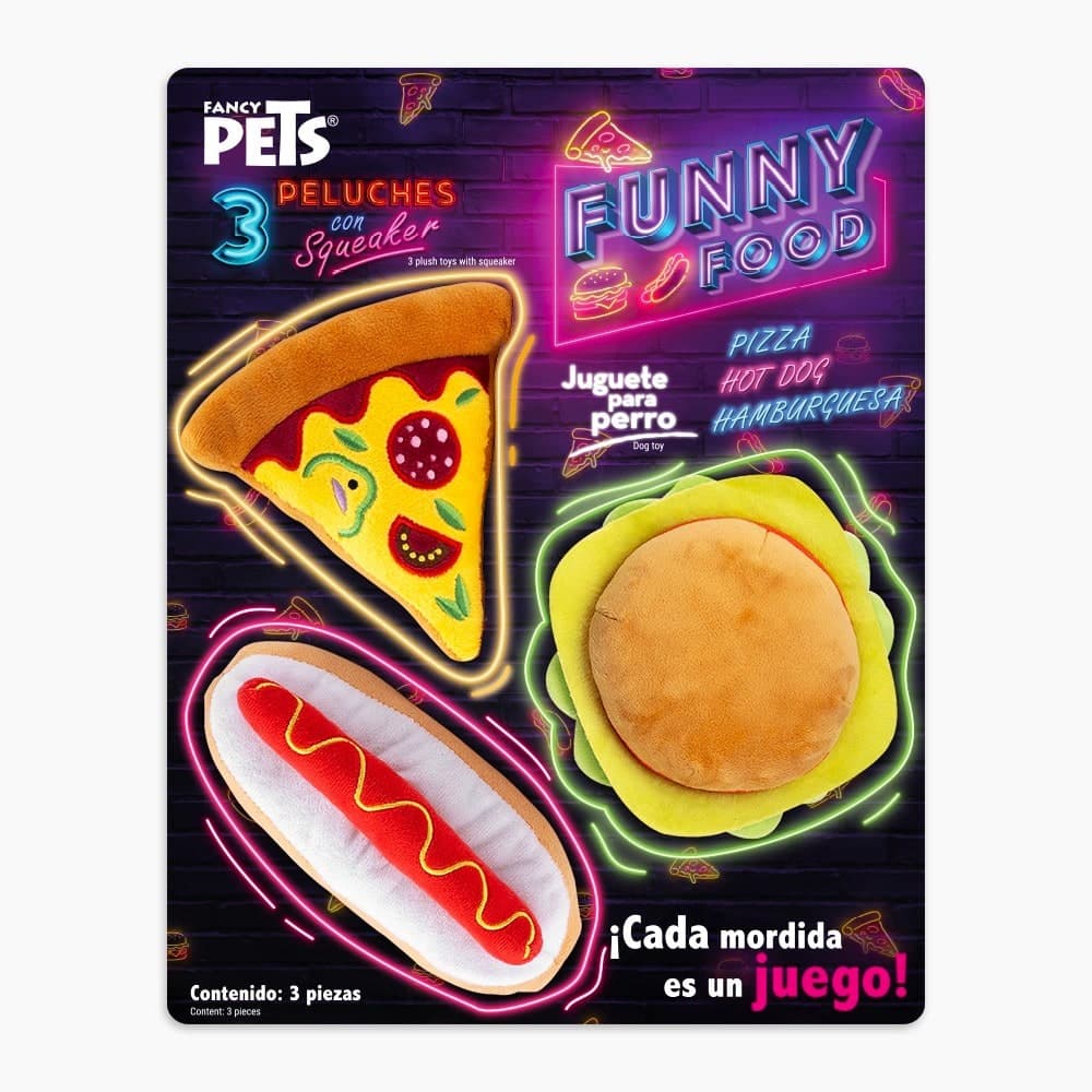 3 Pack Juguete C/squeaker Funny Food