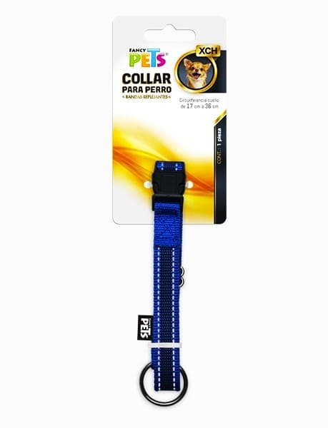 Collar Xch C/ultra Gri y Bandas Reflejantess Azul