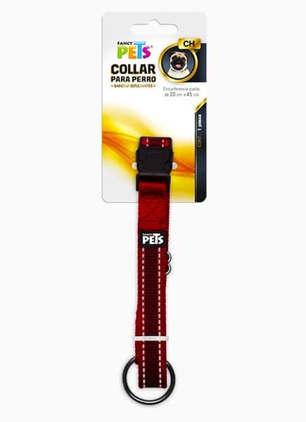 Collar Ch C/ultra Grip y Bbandas Reflejantes Rojo