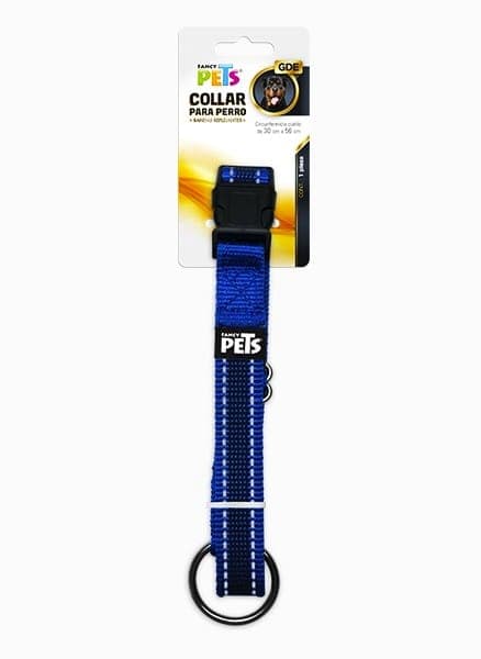 Collar Gde C/ultra Grip y Bandas Reflejantes Azul