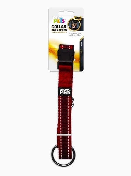 Collar Gde C/ultra Grip y Bandas Reflejantes Rojo