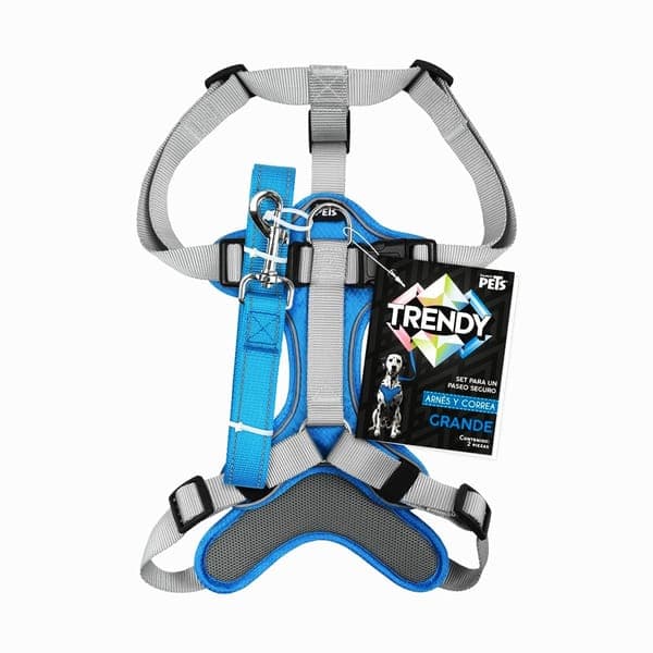 Set Arnes y Correa Trendy Gde Azul