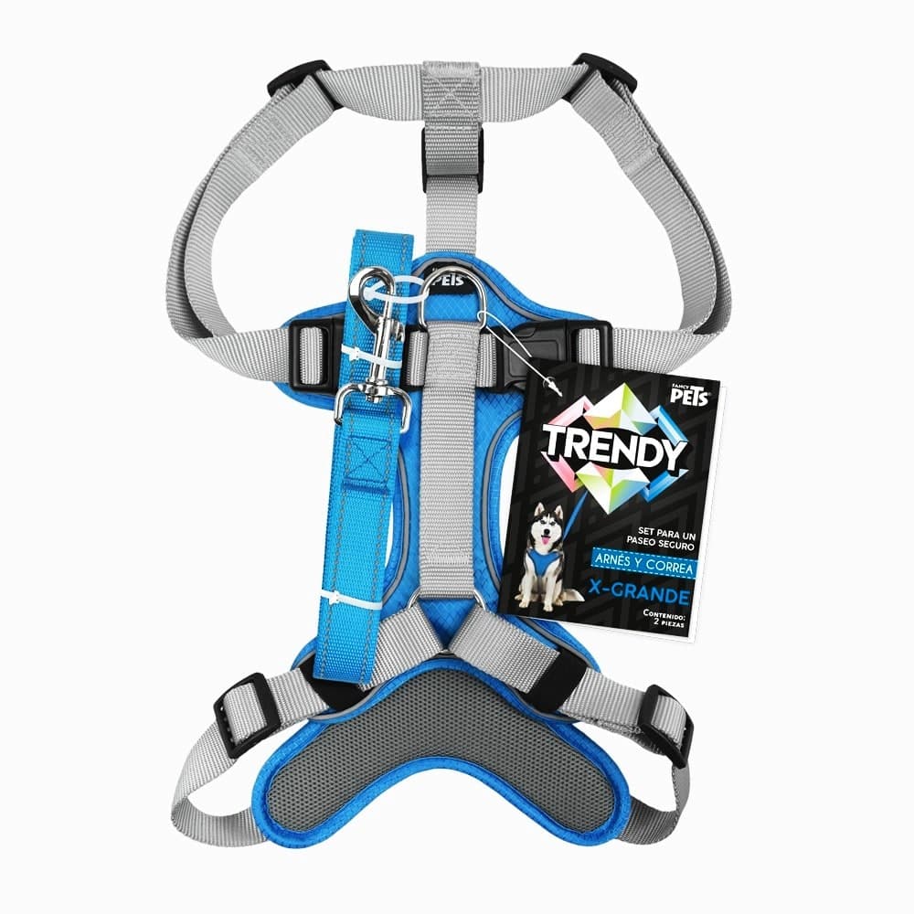 Set Arnes y Correa Trendy Xgde Azul