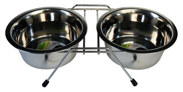 Comedero Doble con 2 Platos 32oz