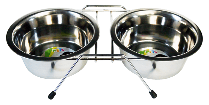 Comedero Doble con 2 Platos de 64oz