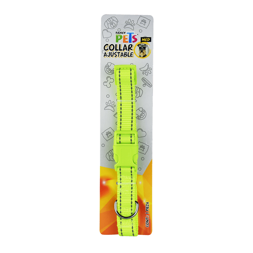 Collar Nylon Bandas Reflejantes Mediano
