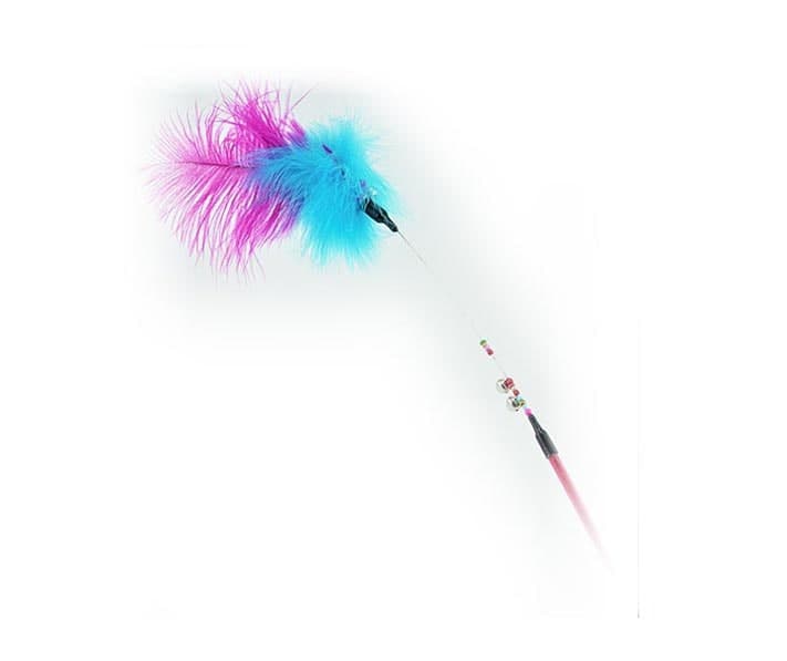 Juguete para Gatos Pawffy Stick con Metal, Cascabel y Plumas Blister 1pza