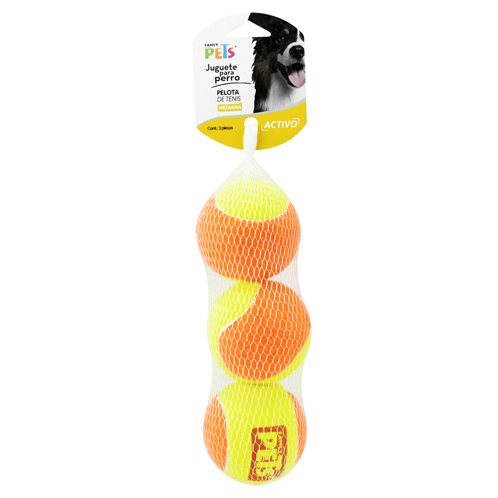 Juguete Pelota Med. de Tenis Bicolor 3pza