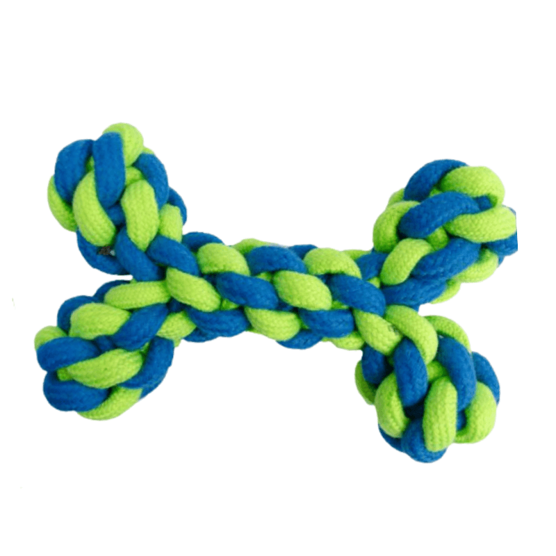 Juguete Rompy Chums Hueso Hilo Trenzado Azul 6.5"