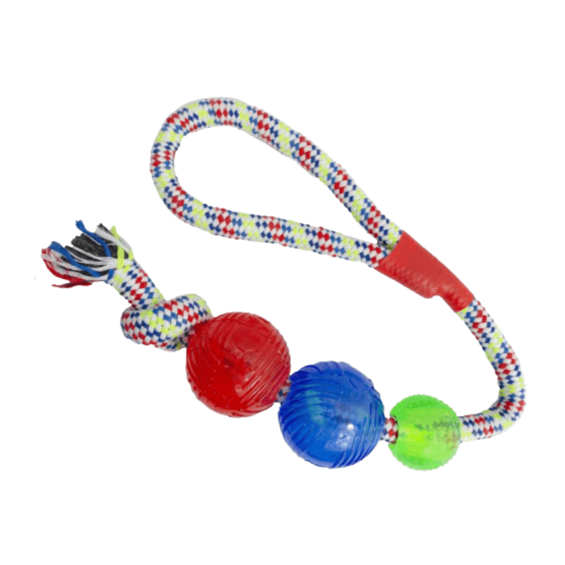 Juguete Ropy Chums Hilo Multicolor C/jaladera 3 Pelotas
