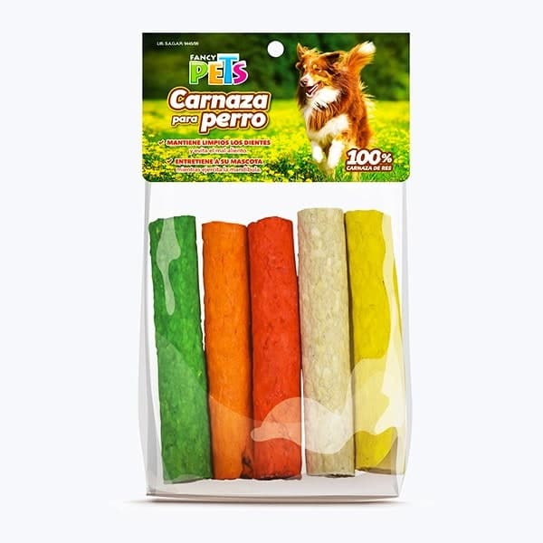 Palitos Huecos de Carnaza de Colores (125*22mm) 5pz
