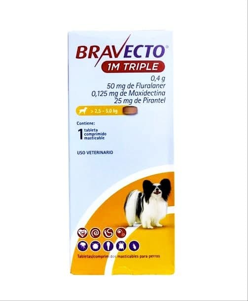 Bravecto Triple S-50mg 1 Mes Interno y Externo
