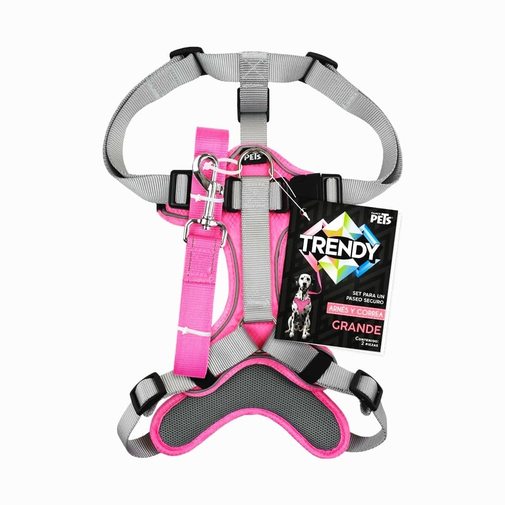 Set Arnes y Correa Trendy Gde Rosa